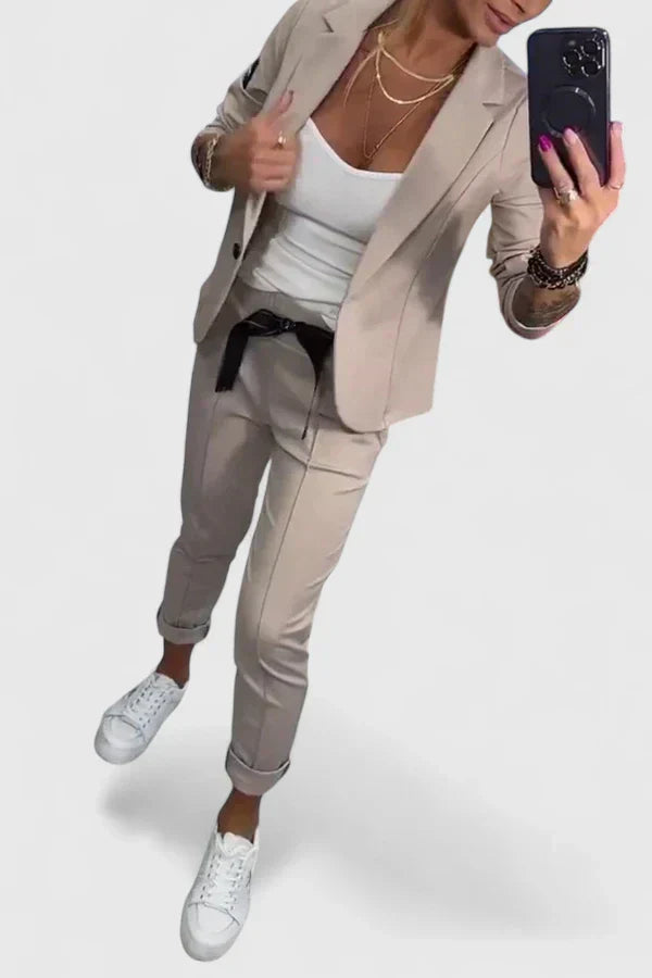Hylenorah elegant blazer and jogger two-piece set
