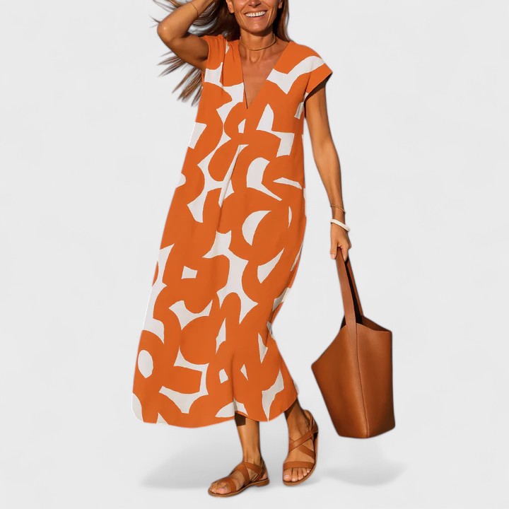 Valery - Breezy V-Neck Printed Dress
