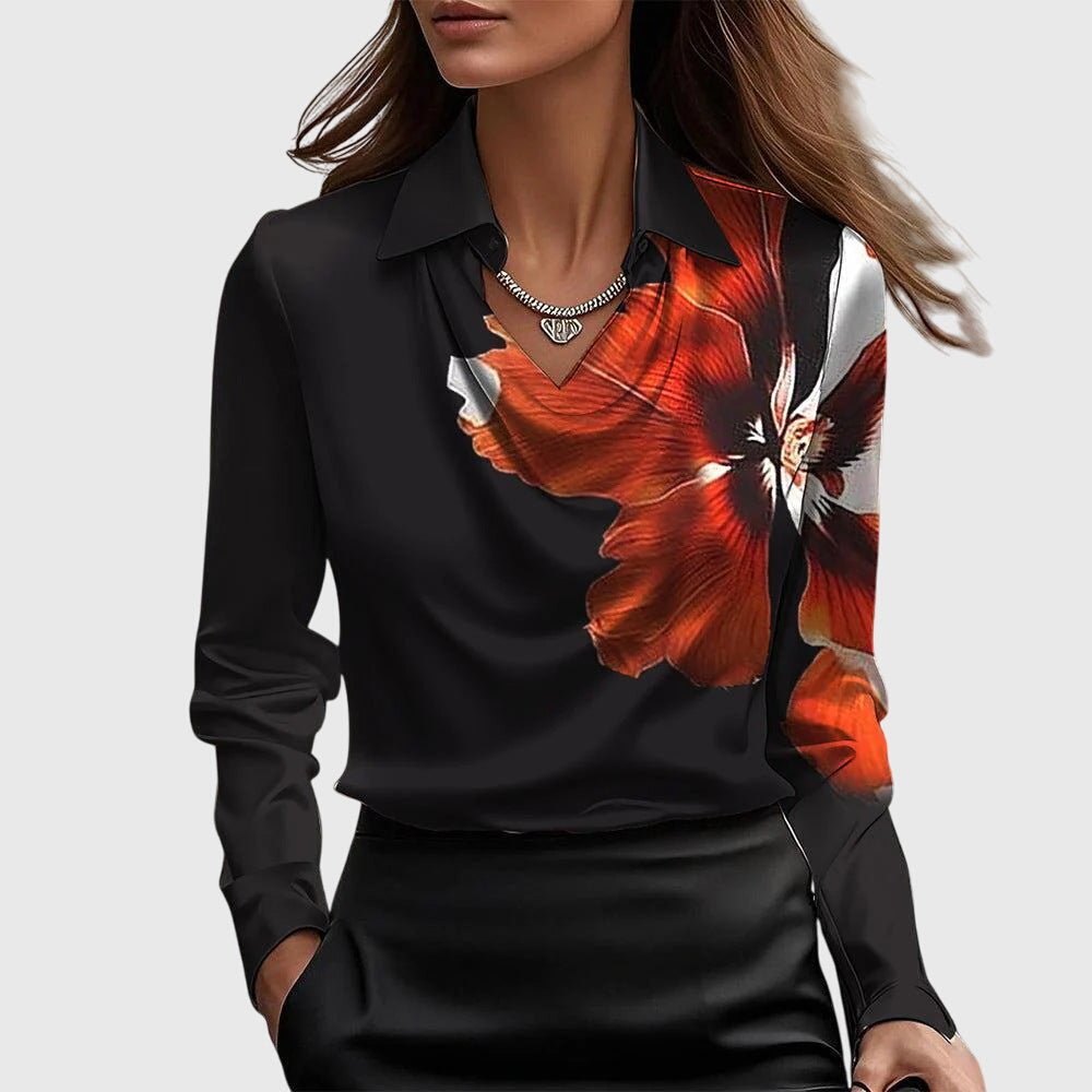 Agnès - Pleated Neckline Flowing Blouse