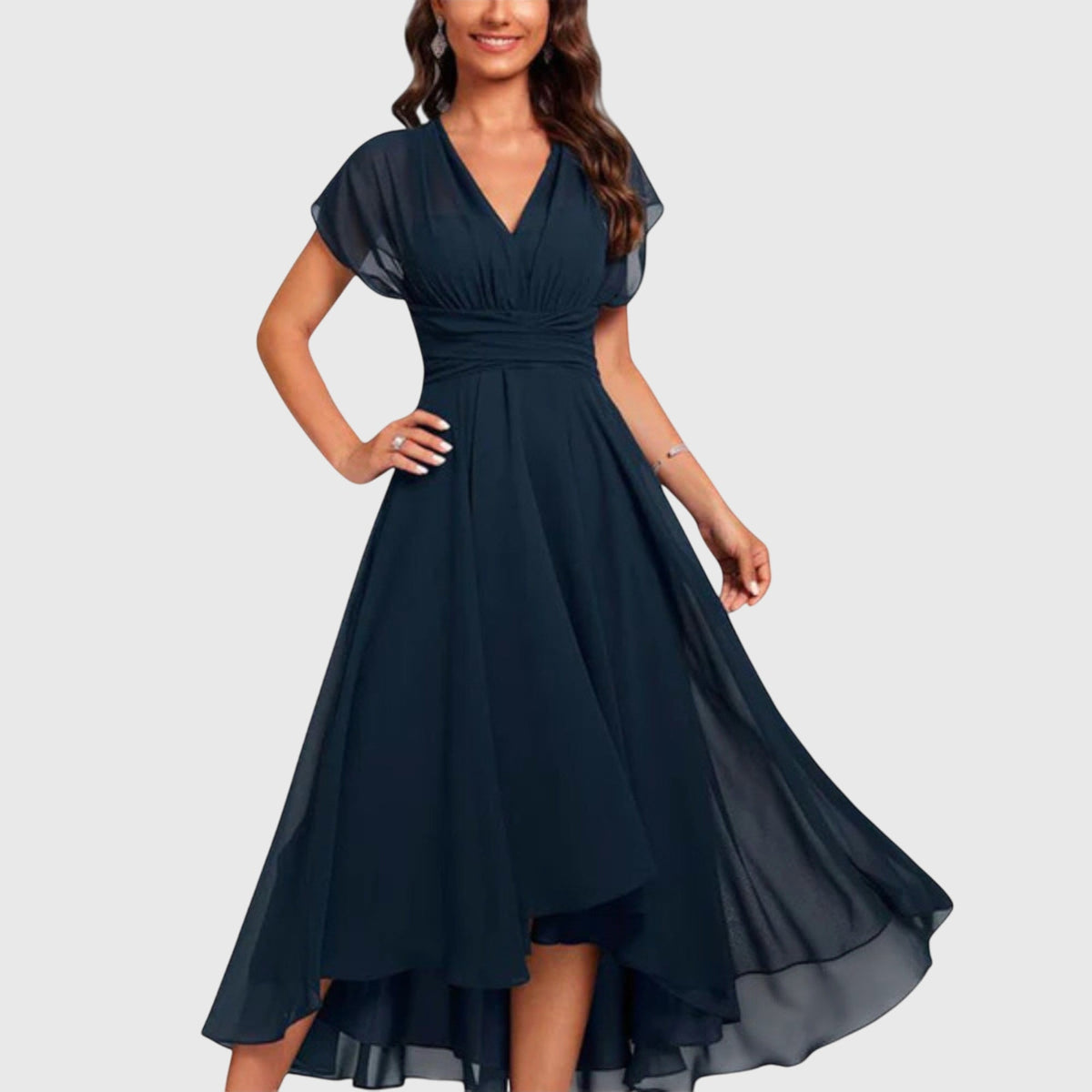 Christine women v-neck a-line mini dress for casual summer wear