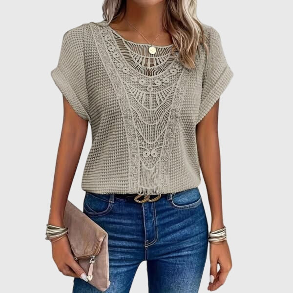 Lucie - Ibiza Lace Accent Breathable Blouse