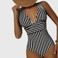Sidonie striped one-piece swimsuit featuring built-in support and adjustable straps