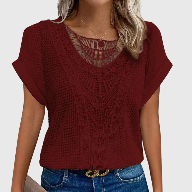 Lucie - Ibiza Lace Accent Breathable Blouse
