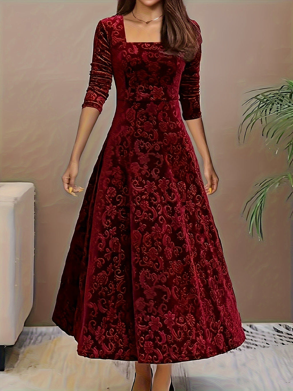 Dorothy | Patterned Square-Neck Maxi Dress