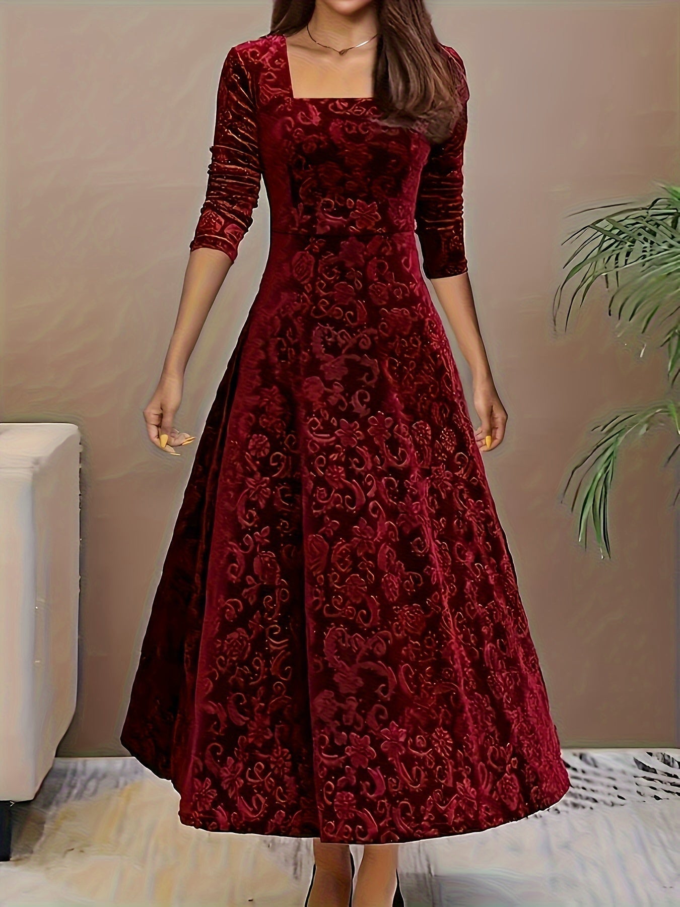 Dorothy | Patterned Square-Neck Maxi Dress