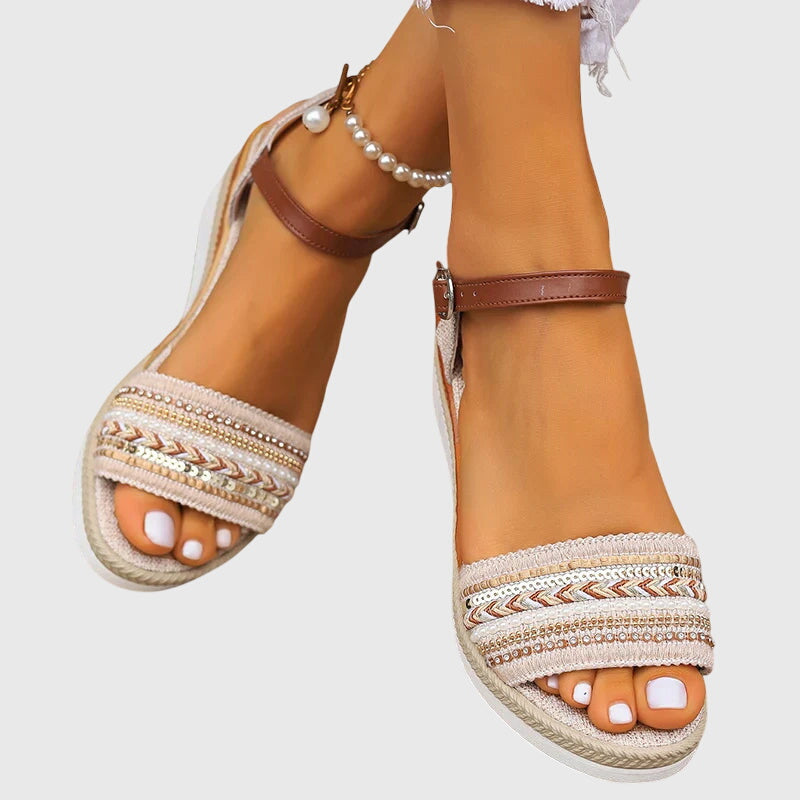 Joselyn - Woven Beaded Support Sandals