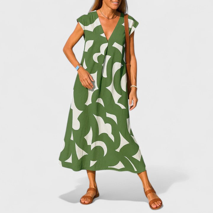 Valery - Breezy V-Neck Printed Dress