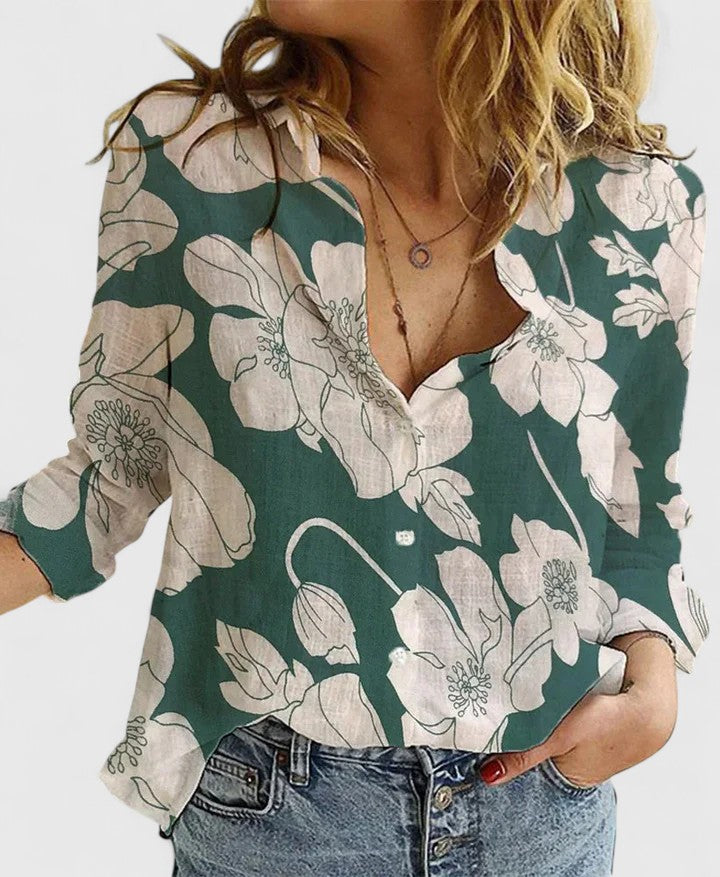 Manon - Cotton-Linen Blend Lapel Collar Blouse