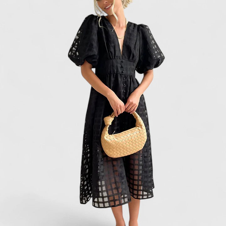 Elanqi Classic Tailored Midi Dress featuring a sleek modern fit