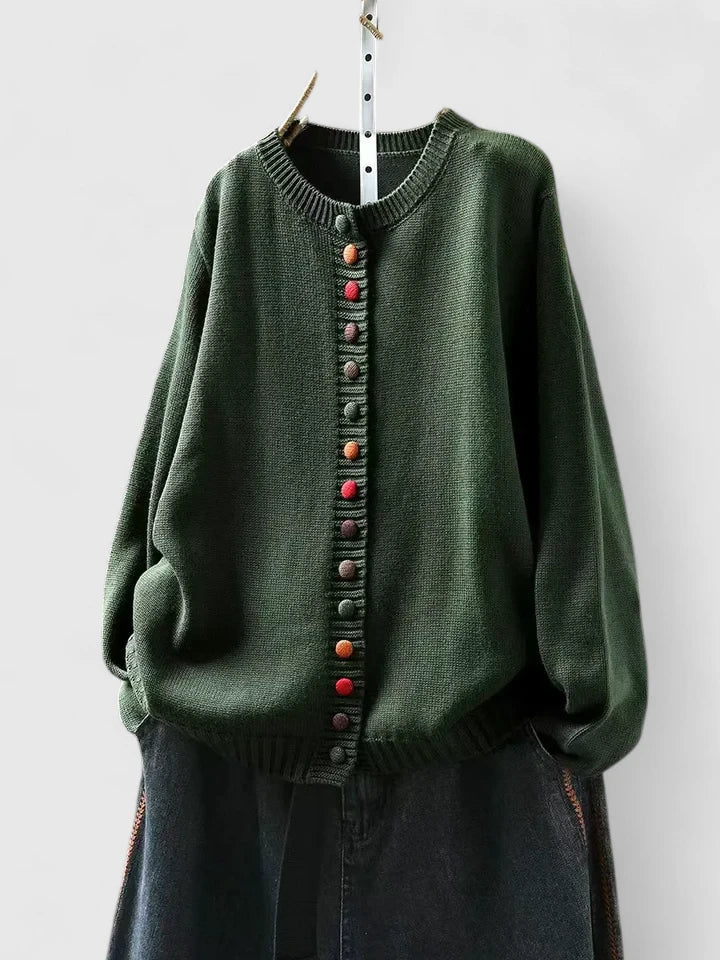 Kalynnah - Tummy-Hiding Decorative Button Cardigan