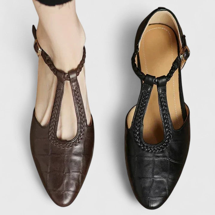 Delorayne braided T-strap elegant sandals with heel