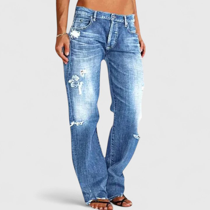 Nina elegant wide-leg flare jeans with low-rise waist