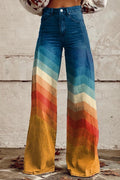Clara 1 natural pattern boho vintage wide-leg pants for women