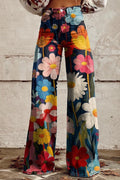Elisa 2 boho vintage printed pants in earth tones and relaxed wide leg