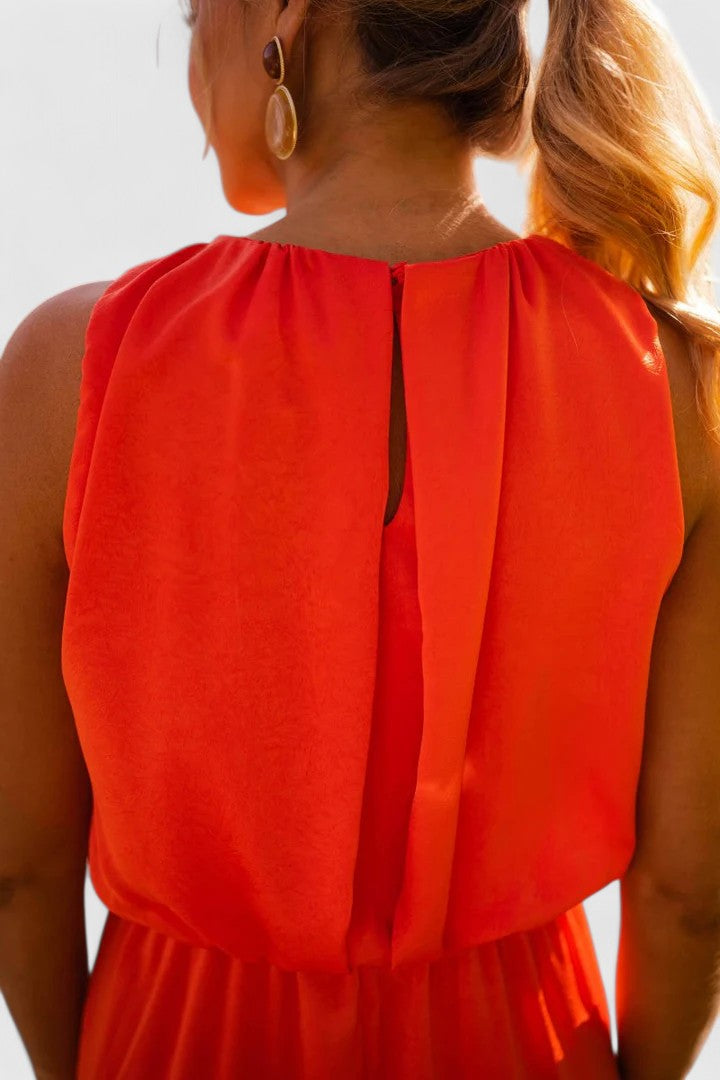 Theonae | High-Neck Side-Slit Midi Dress