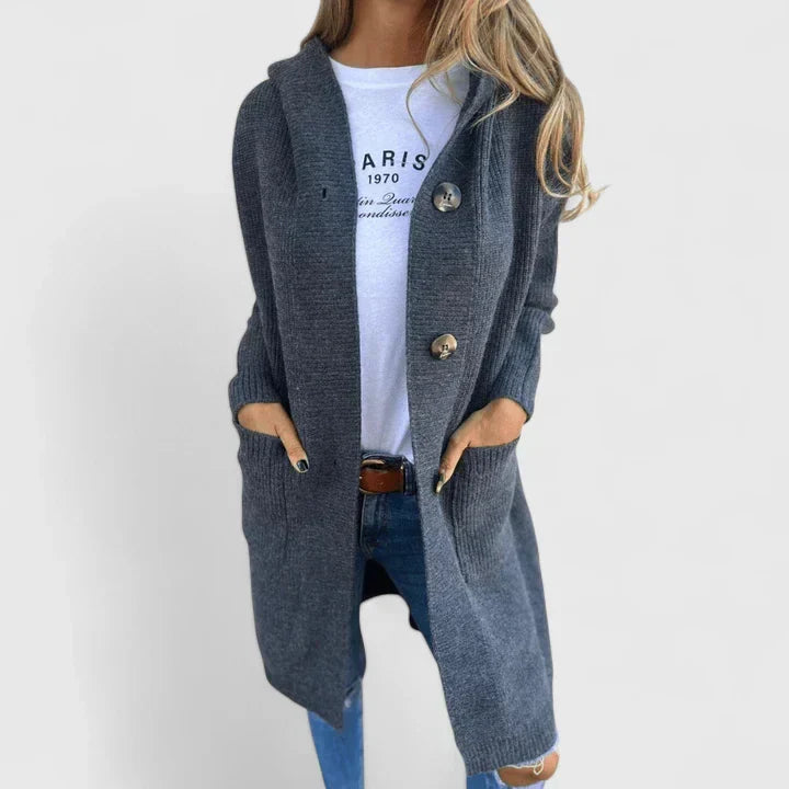 Dia - Longline Buttoned Knit Cardigan