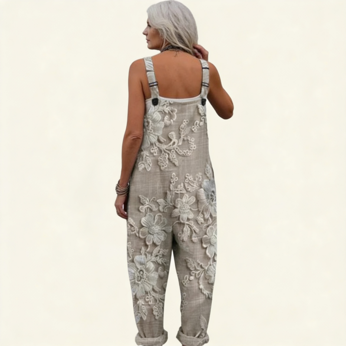 Sophie - Refined Luminous Embroidered Flower Overalls