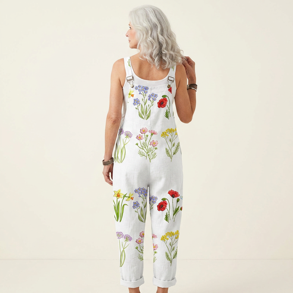 Elodie - Luminous Bohemian Wildflower Overalls