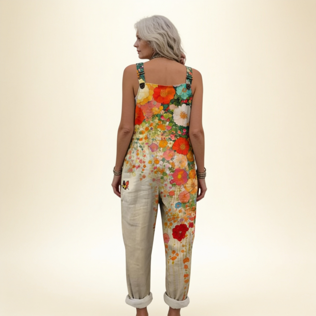 Margaux - Vibrant Floral Art Print Overalls