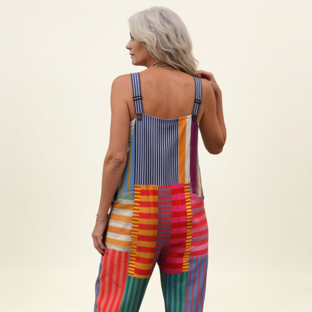 Manon - Artistic Stripe Print Overalls