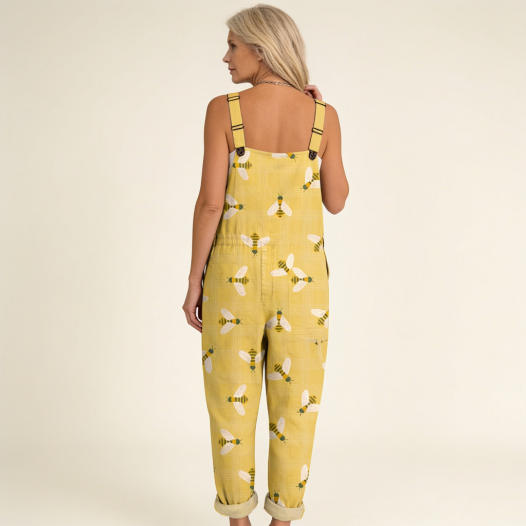 Elodie - Sunny Bee Print Overalls