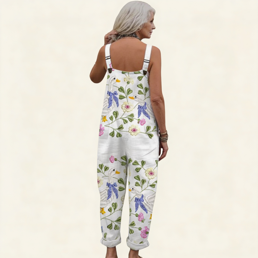 Madeleine - Delicate Swan Floral Overalls