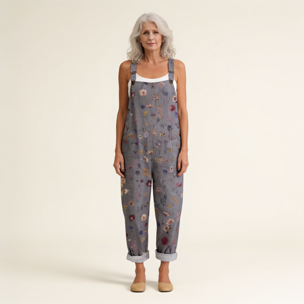 Elodie - Boho Floral Print Overalls