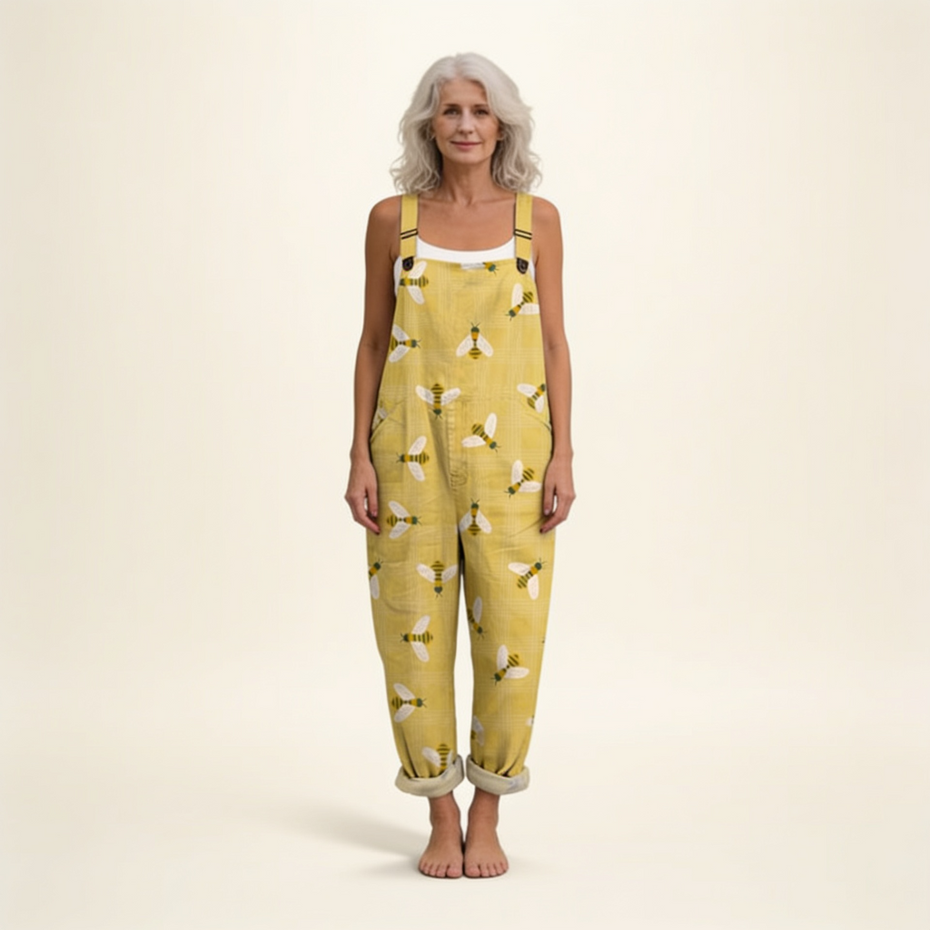 Elodie - Sunny Bee Print Overalls