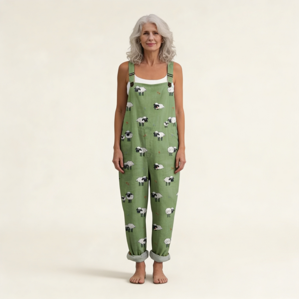 Camille - Tender Green Boho Overalls