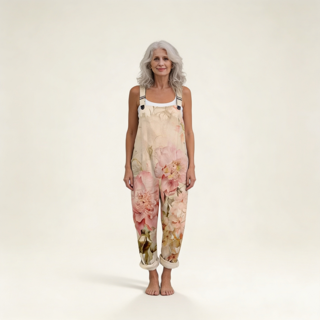 Elise - Pastel Floral Boho Overalls