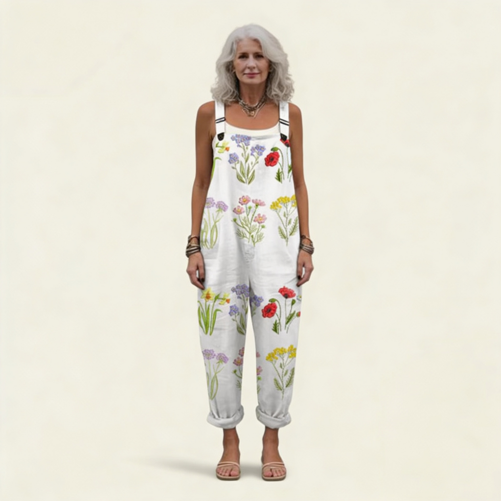 Elodie - Luminous Bohemian Wildflower Overalls