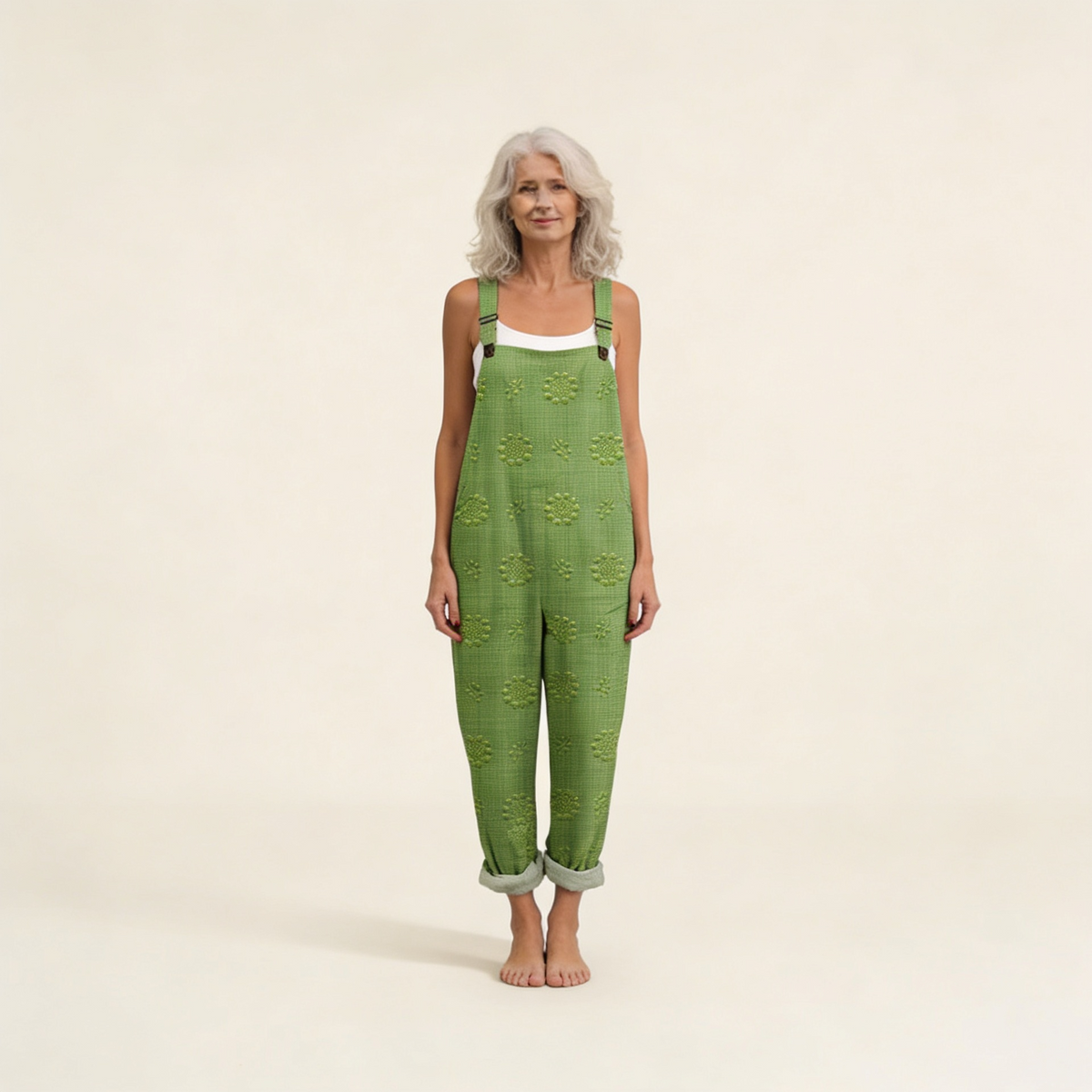 Eugenie - Natural Textured Green Overalls