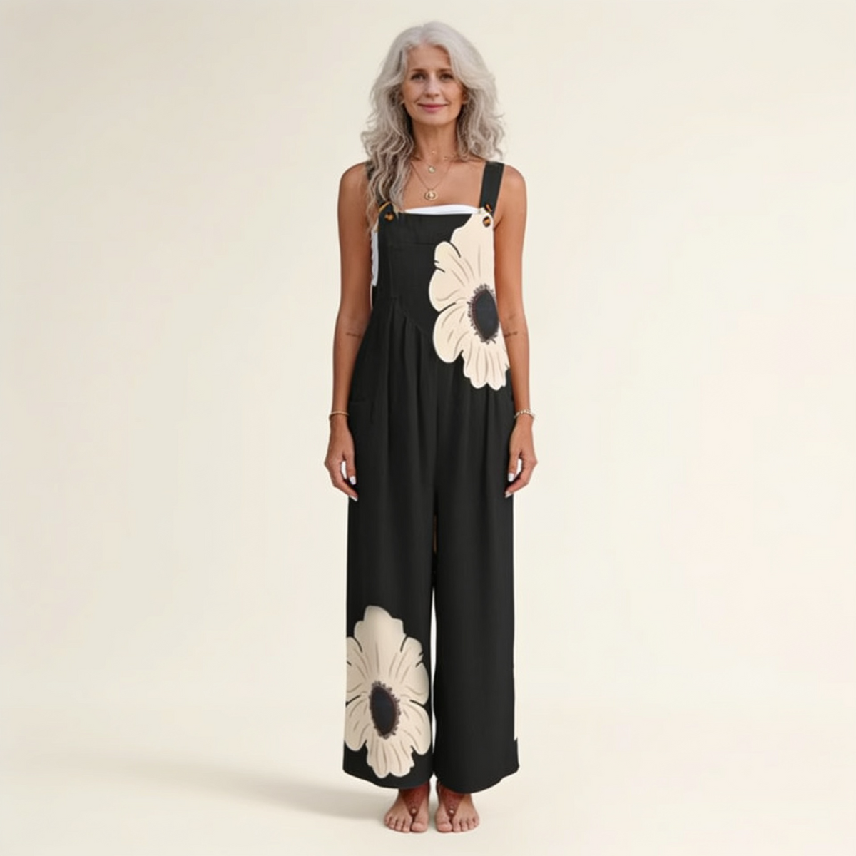 Amandine - Contrasting Floral Boho Overalls