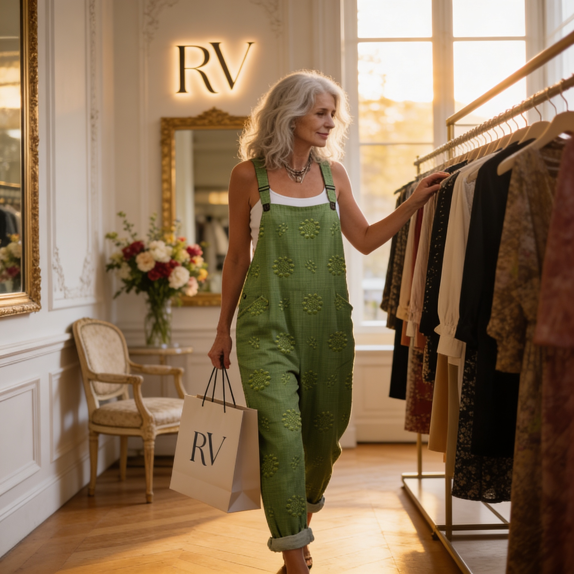 Eugenie - Natural Textured Green Overalls