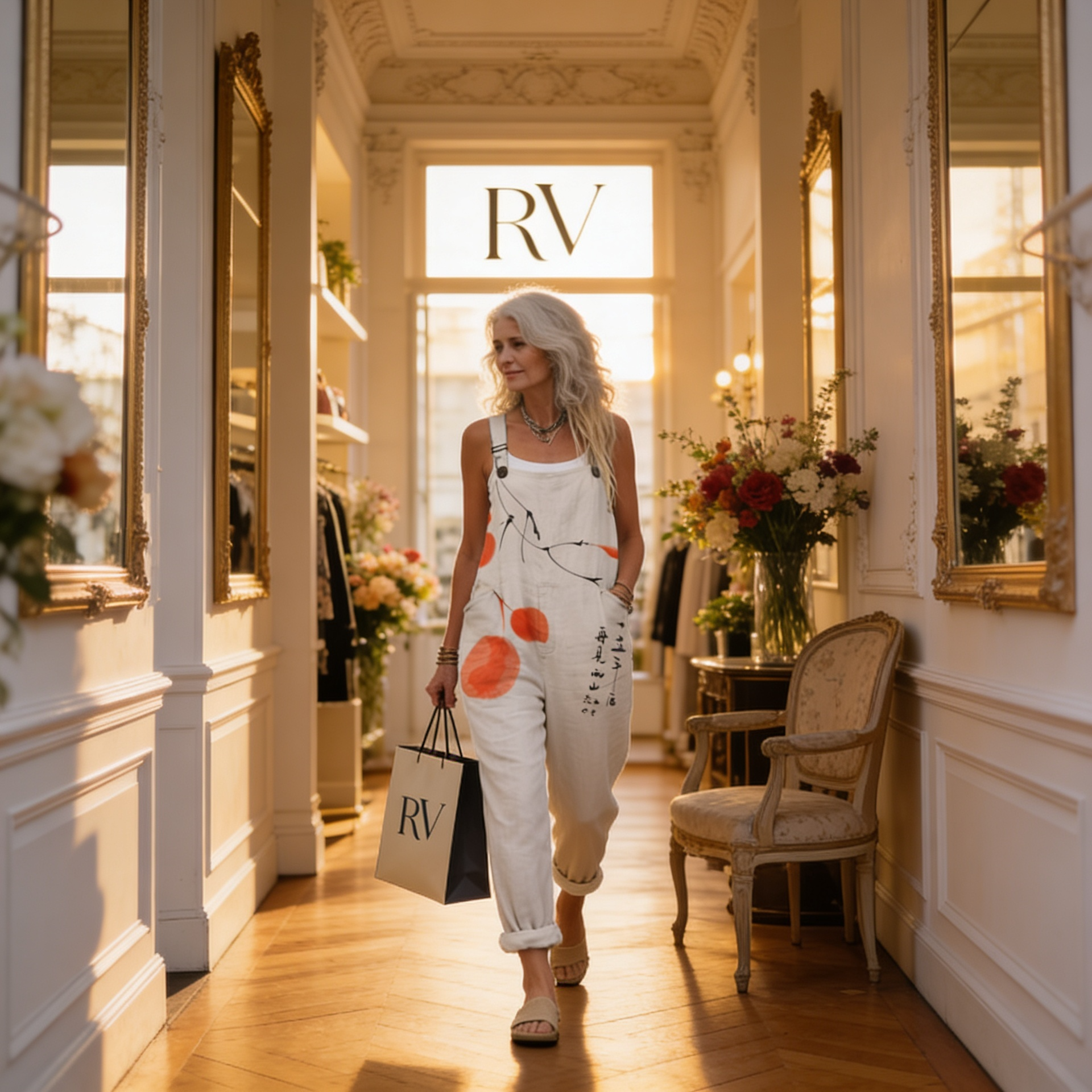 Elodie - Luminous Artistic Coral Touch Overalls