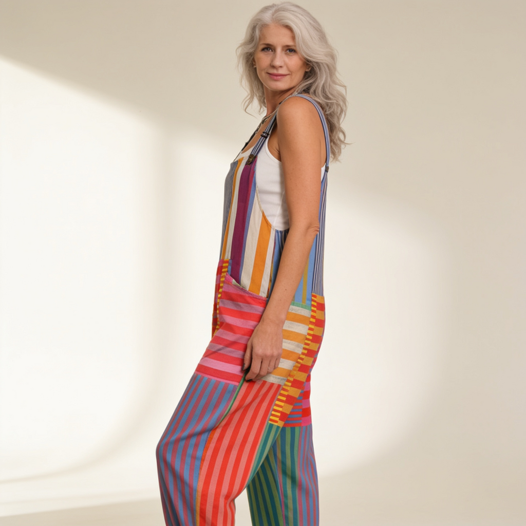 Manon - Artistic Stripe Print Overalls