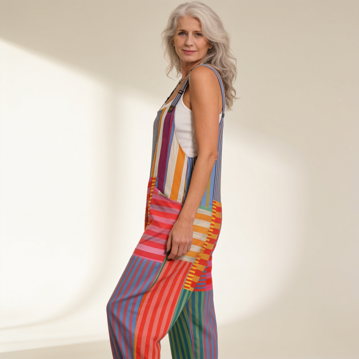 Manon - Artistic Stripe Print Overalls