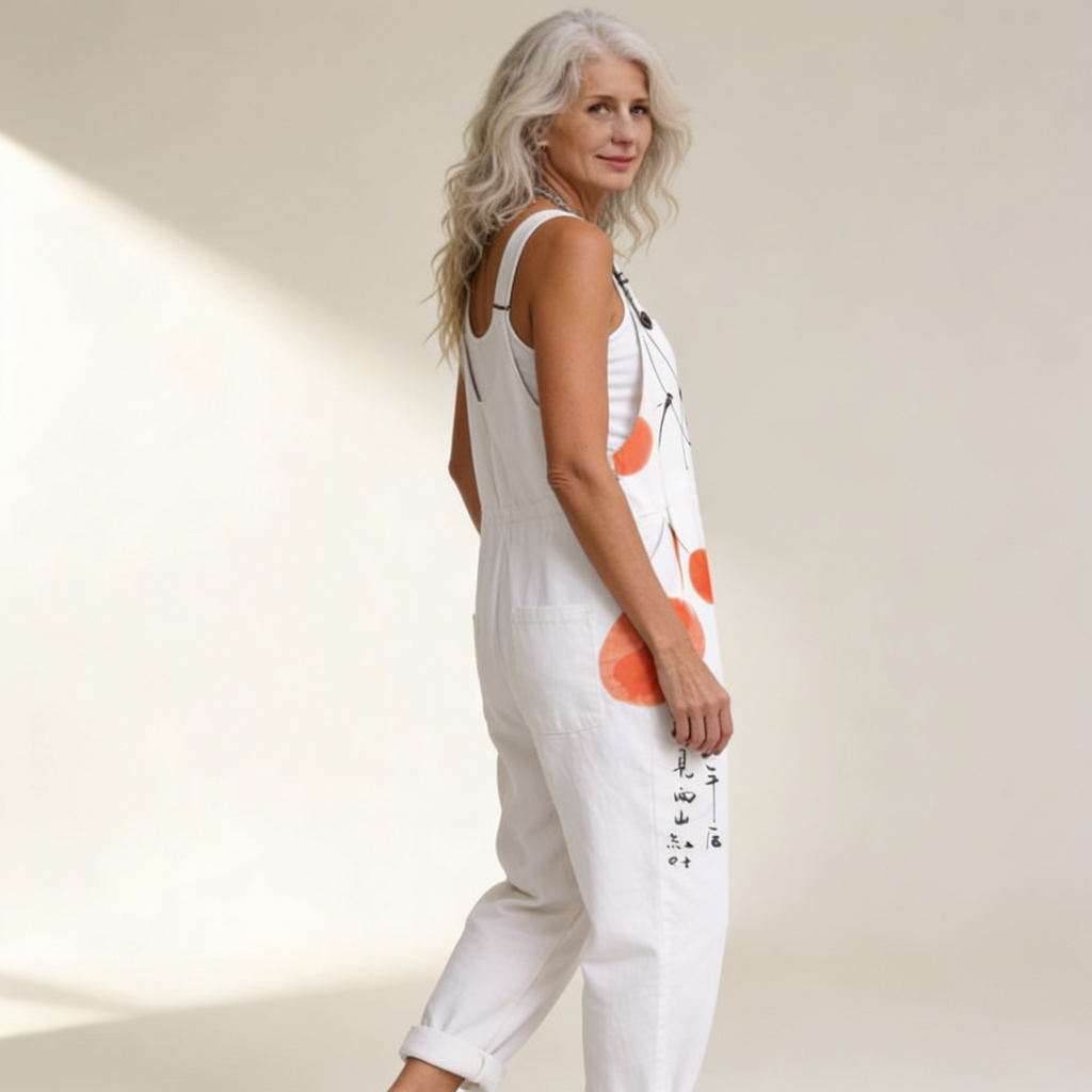 Elodie - Luminous Artistic Coral Touch Overalls