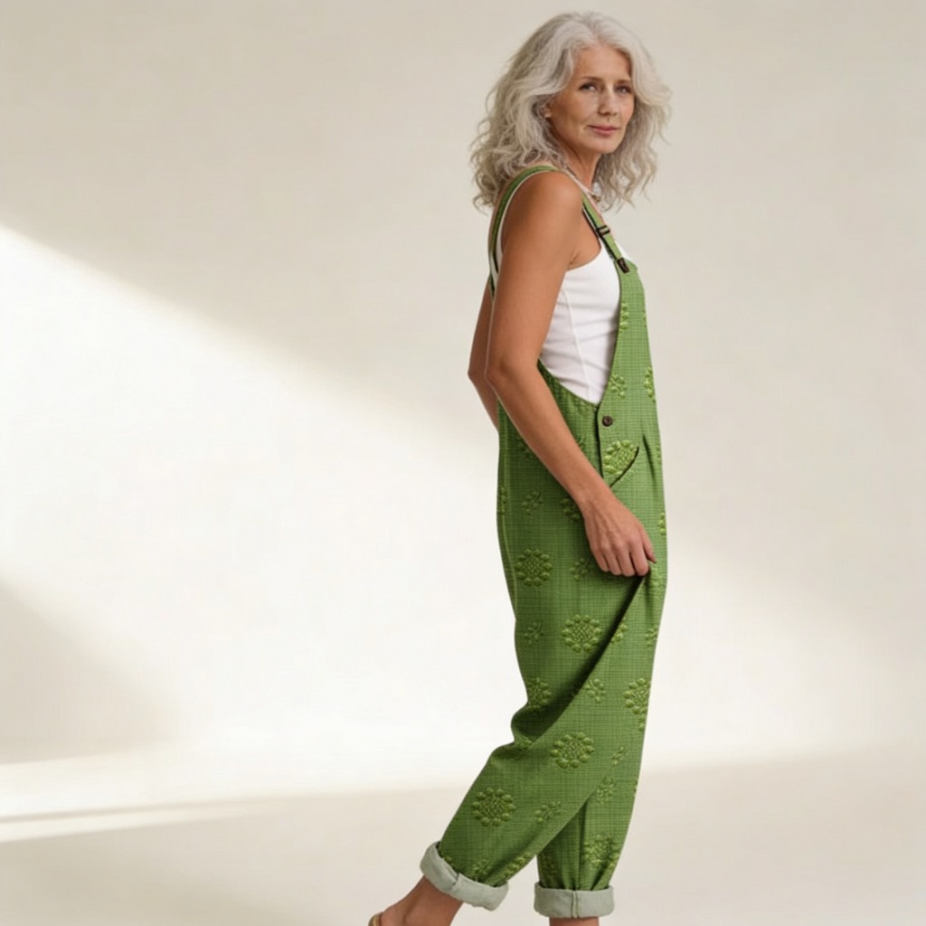 Eugenie - Natural Textured Green Overalls