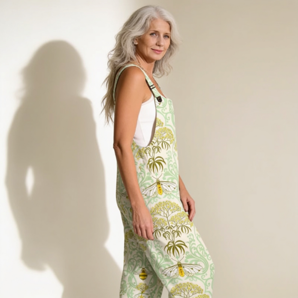 Jasmine - Sage Floral Scroll Print Overalls