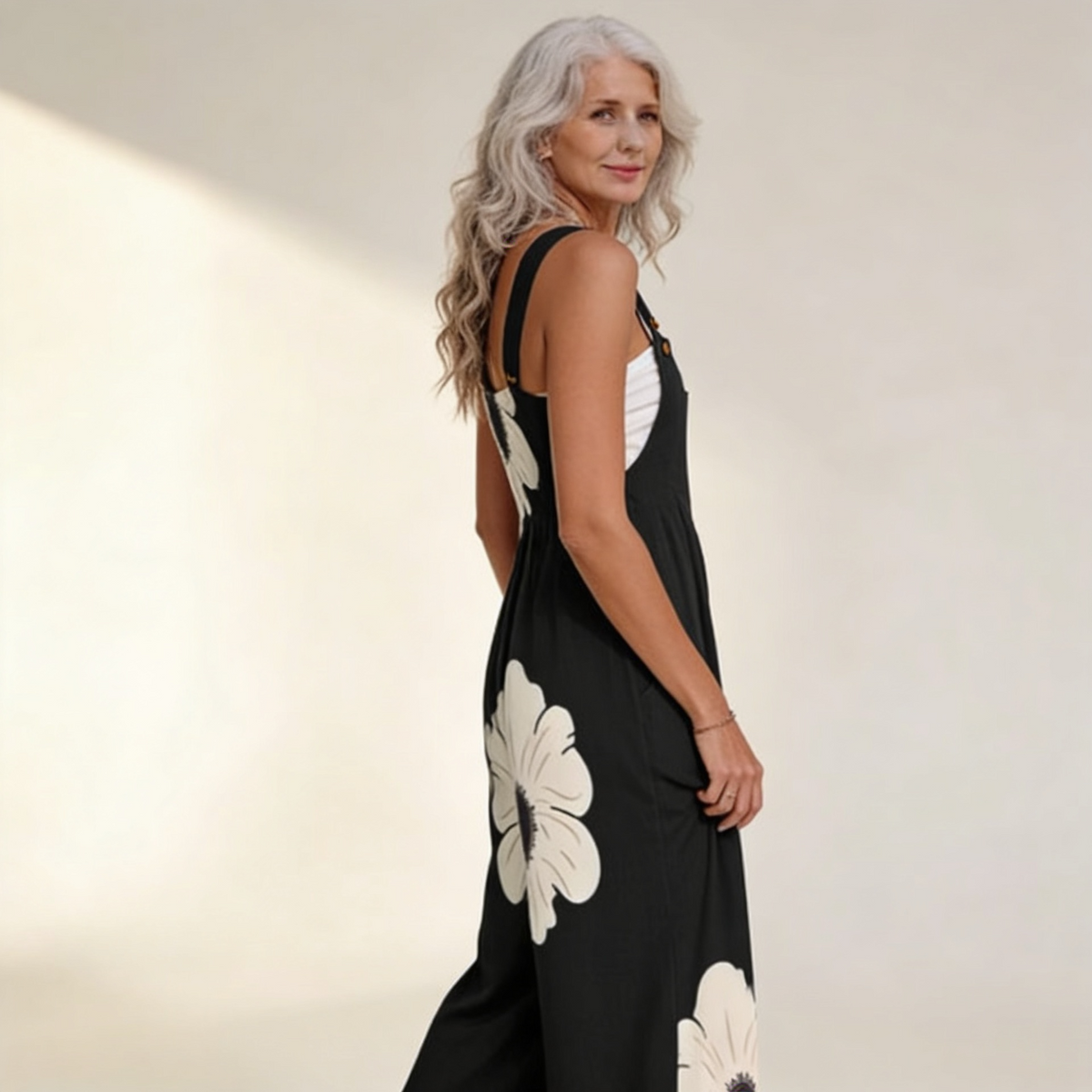 Amandine - Contrasting Floral Boho Overalls