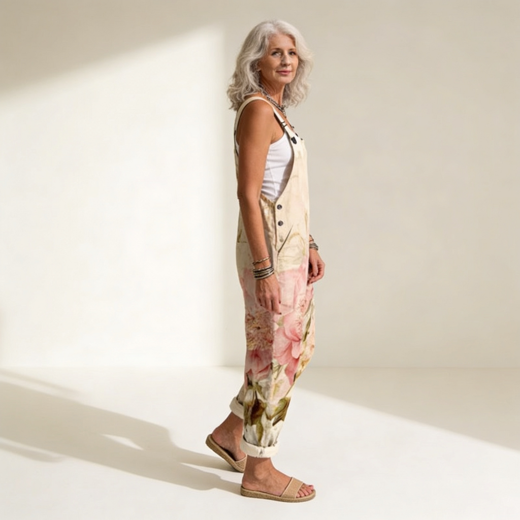 Elise - Pastel Floral Boho Overalls