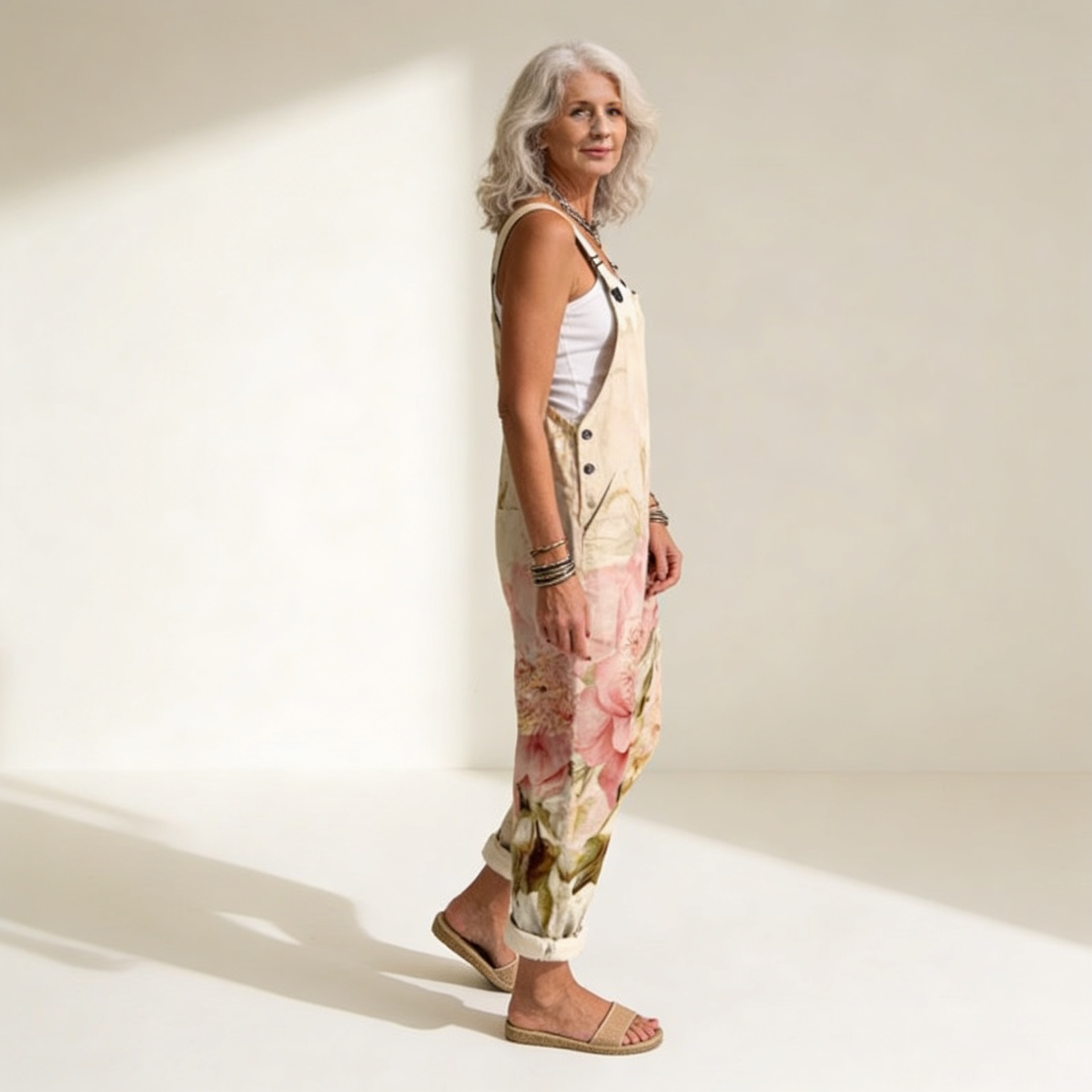 Elise - Pastel Floral Boho Overalls