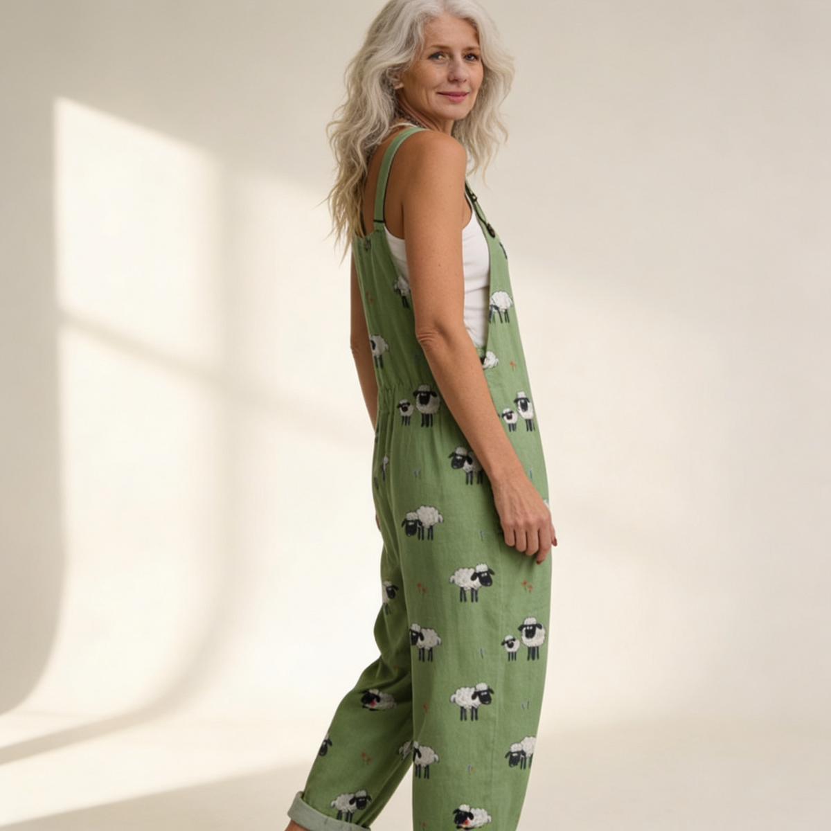 Camille - Tender Green Boho Overalls