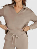 Anzhelee - Sophisticated V-Neck Polo Two-Piece Set