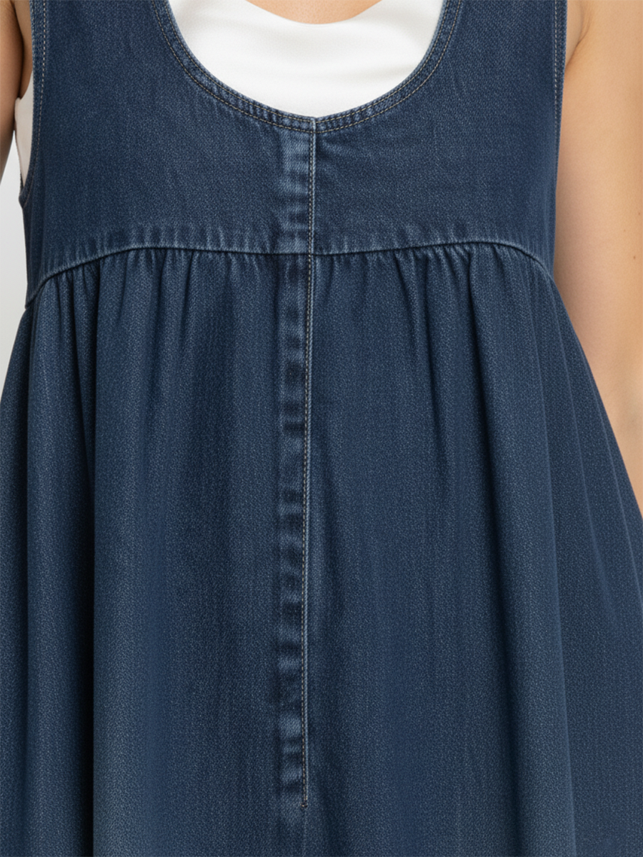 Capucine - Vintage Washed Denim Maxi Dress
