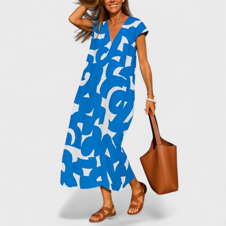 Valery - Breezy V-Neck Printed Dress