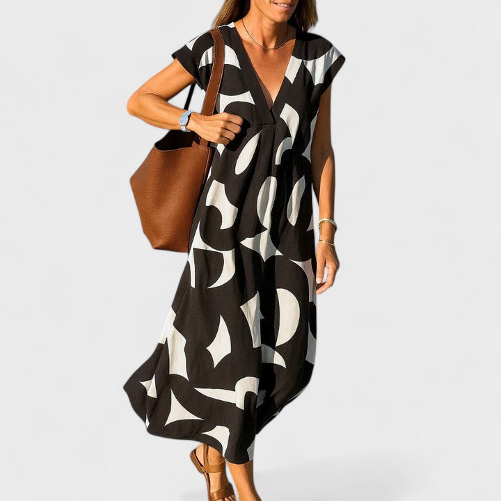 Valery - Breezy V-Neck Printed Dress
