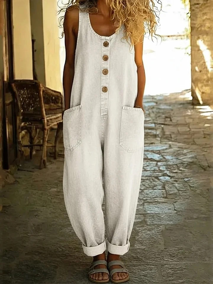 Lison - Vintage Washed Denim Dungarees