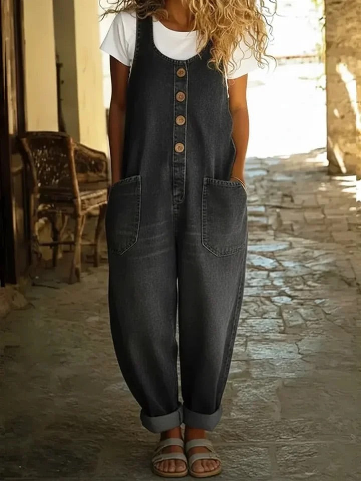Lison - Vintage Washed Denim Dungarees
